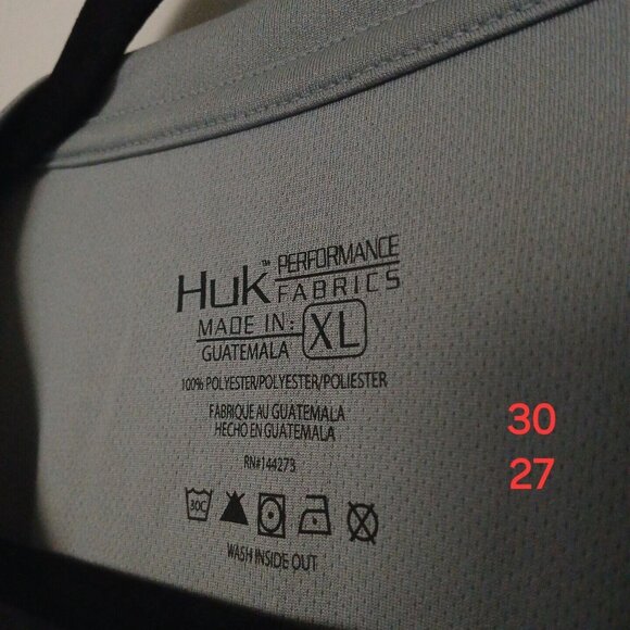 Huk Mens PURSUIT PERFORMANCE Crew Long Sleeve Fishing Logo Shirt XL Gray - Picture 10 of 10